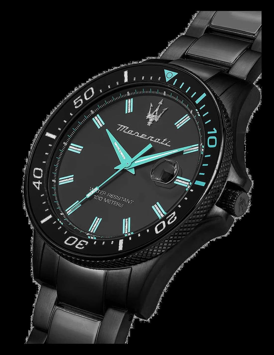 Montre Maserati Sfida Aqua R8853144001 profil bracelet acier noir