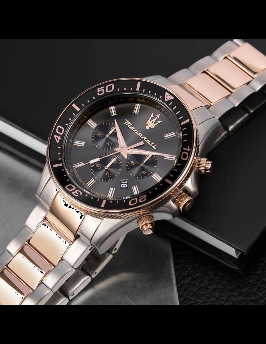 Montre Maserati R8873640002 homme détail cadran noir