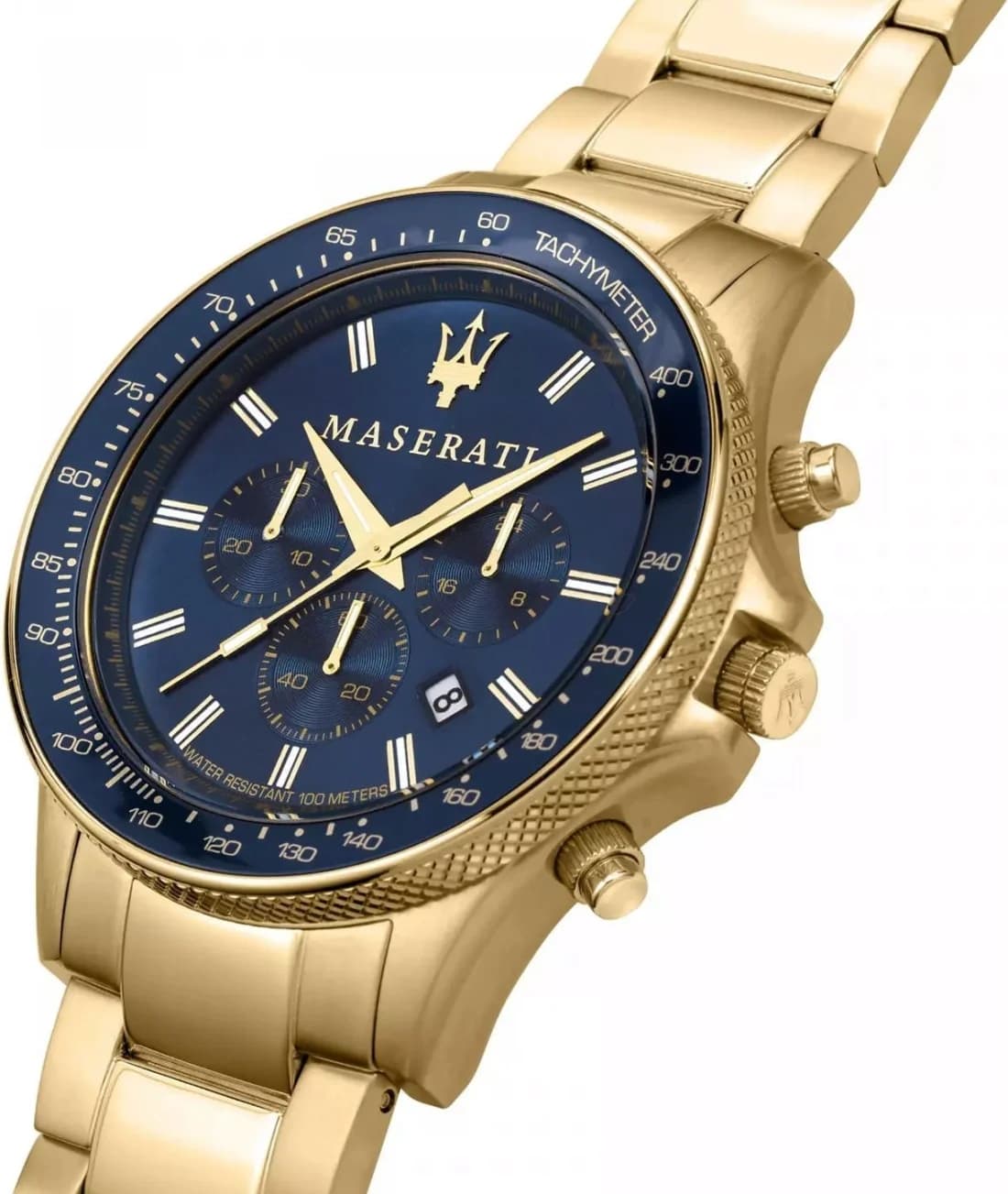 Montre Homme Maserati Sfida R8873640008 acier doré cadran bleu nuit vue 3