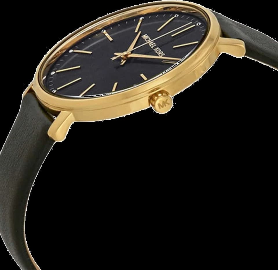 Montre Michael Kors MK2747 bracelet cuir noir boucle ardillon profil