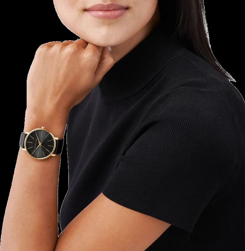 Montre Michael Kors MK2747 boîtier acier or dos fermeture bracelet cuir