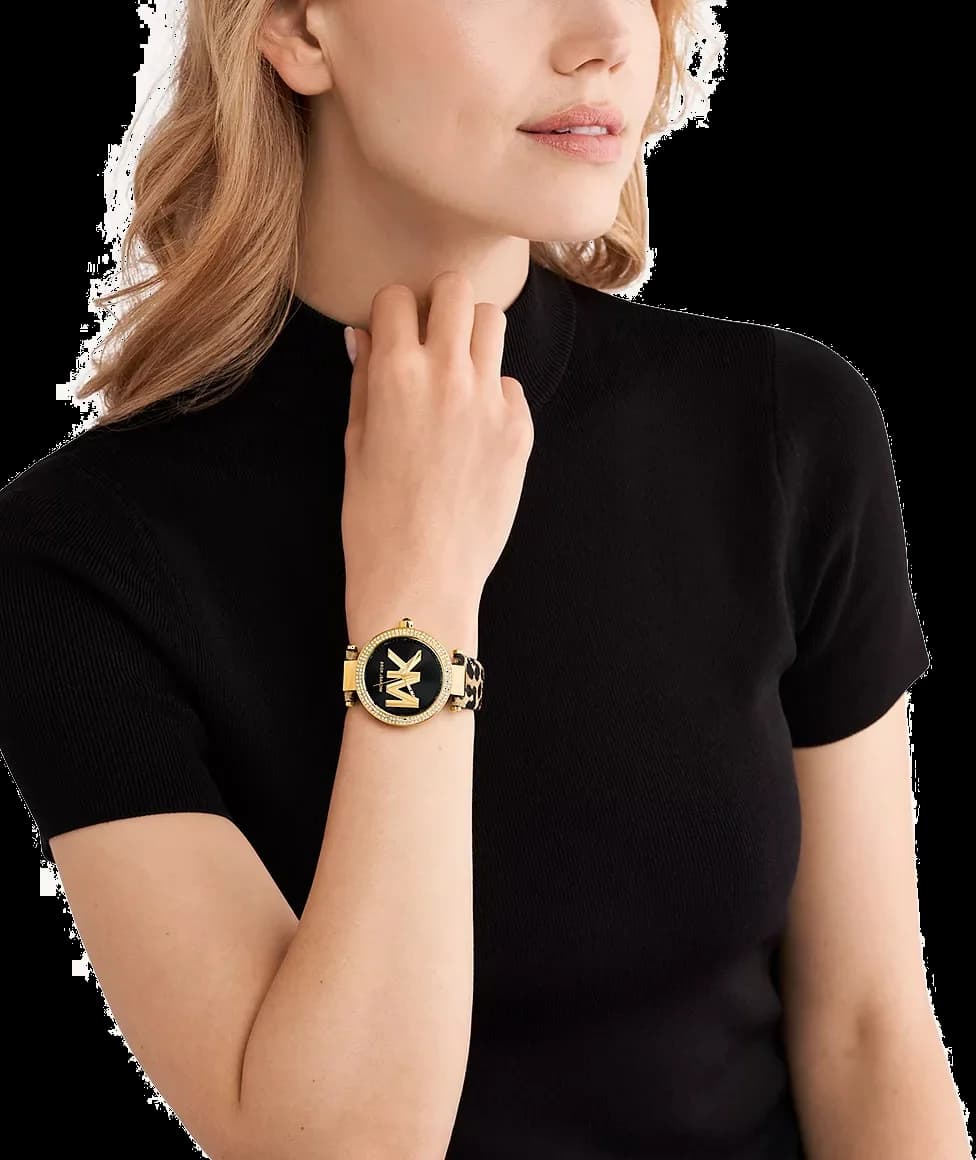 Montre Michael Kors MK4723 Parker Bracelet Motif Léopard et Boîtier Doré vue 4