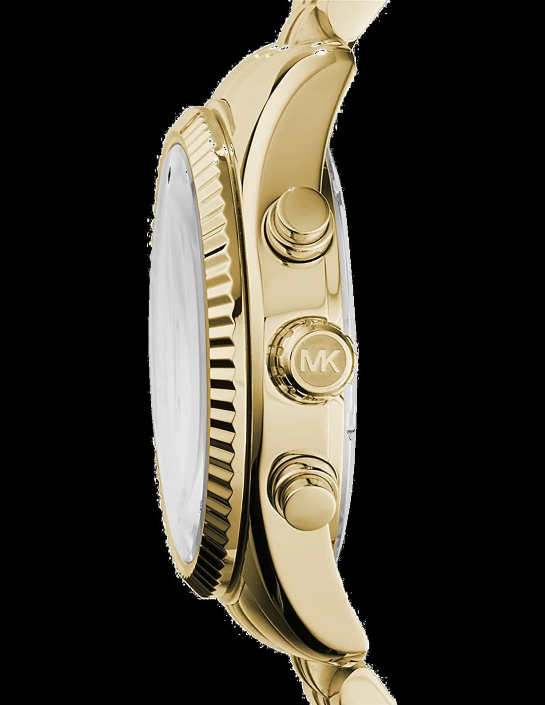 Montre Michael Kors MK5556 profil latéral boîtier or 38mm lunette cannelée