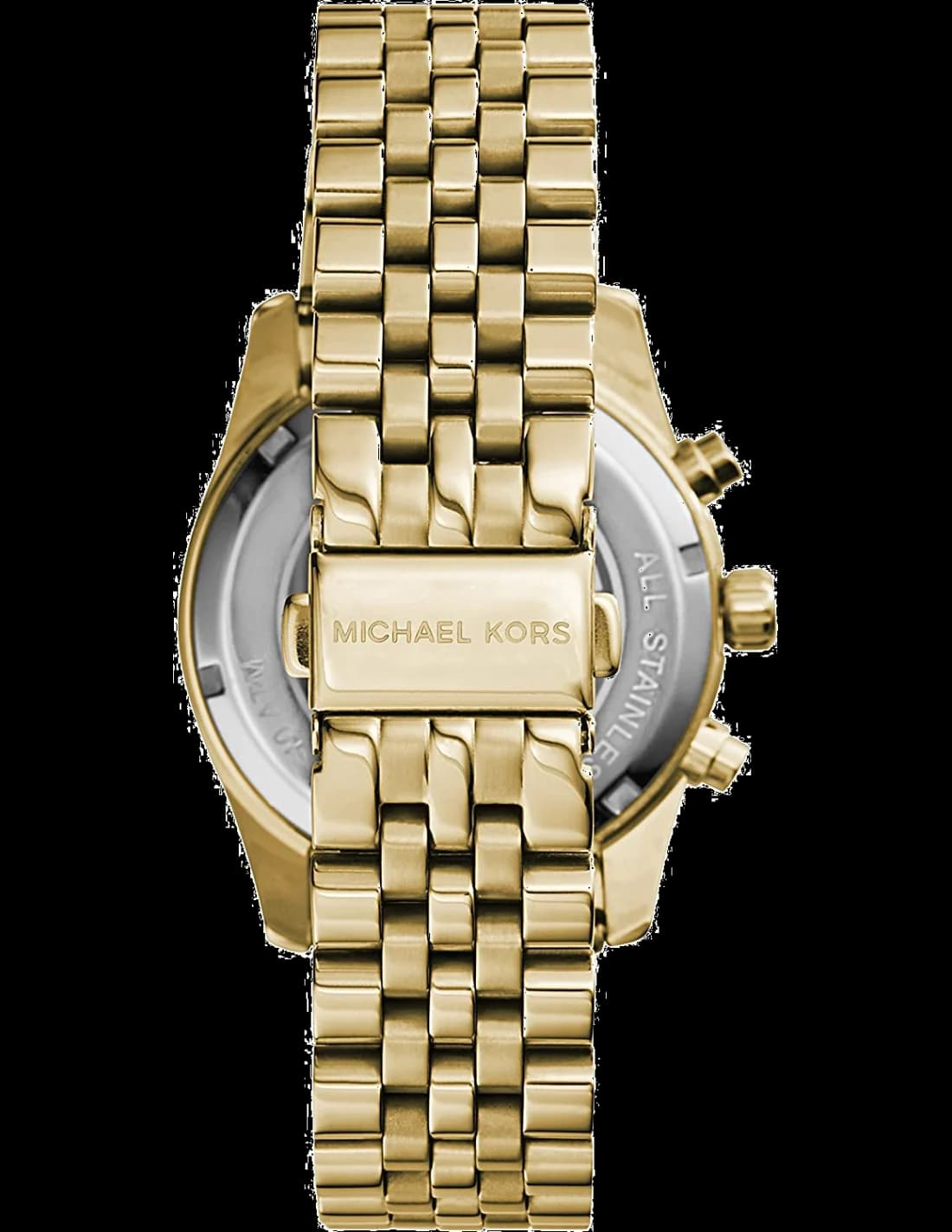 Montre Michael Kors MK5556 détail cadran doré chronographe index aiguilles
