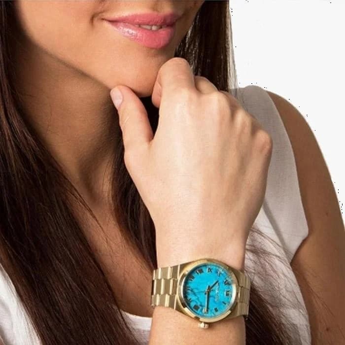Montre Michael Kors MK5894 femme détail cadran turquoise