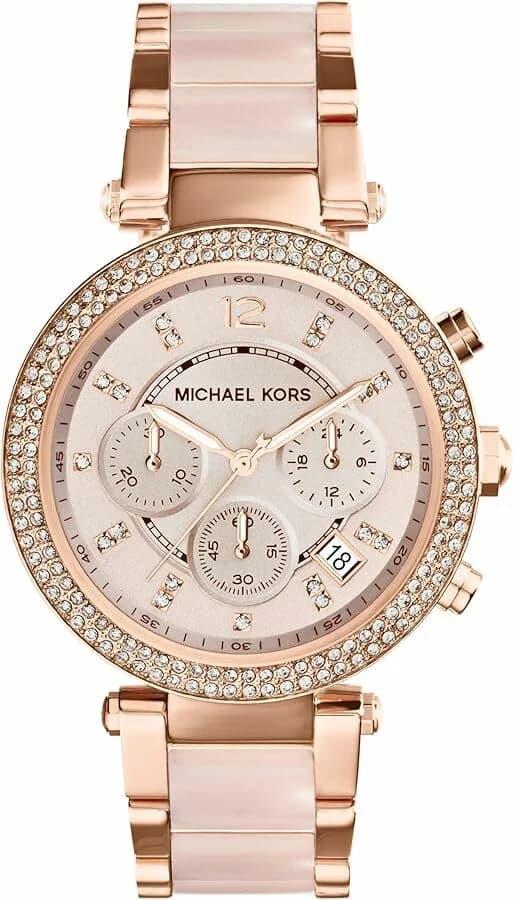 Montre Femme Michael Kors Parker MK5896 Bracelet en acier or rose et acétate