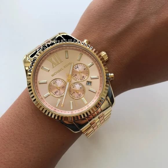 Montre Michael Kors MK6473 Lexington détail lunette fixe verre minéral cadran rond