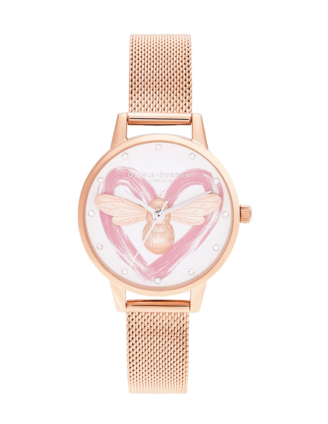 Montre Olivia Burton Lucky Bee OB16FB01 Maille milanaise or rose