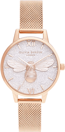 Montre Olivia Burton Lucky Bee OB16FB04 cadran pailleté gris