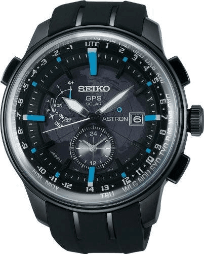 Montre Seiko SAS033J1 Astron Solaire GPS à Bracelet Silicone Noir