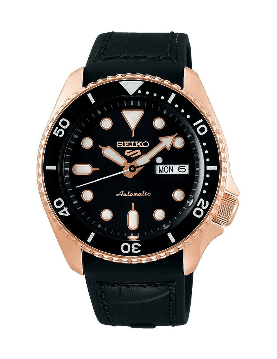Montre Seiko SRPD76K1 Automatique 5 Sports Finition Or Rose et Silicone