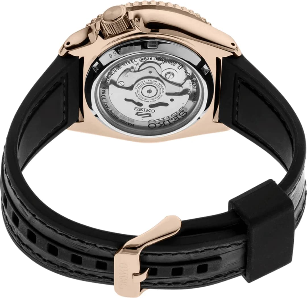 Montre Seiko SRPD76K1 Automatique 5 Sports Finition Or Rose et Silicone vue 4