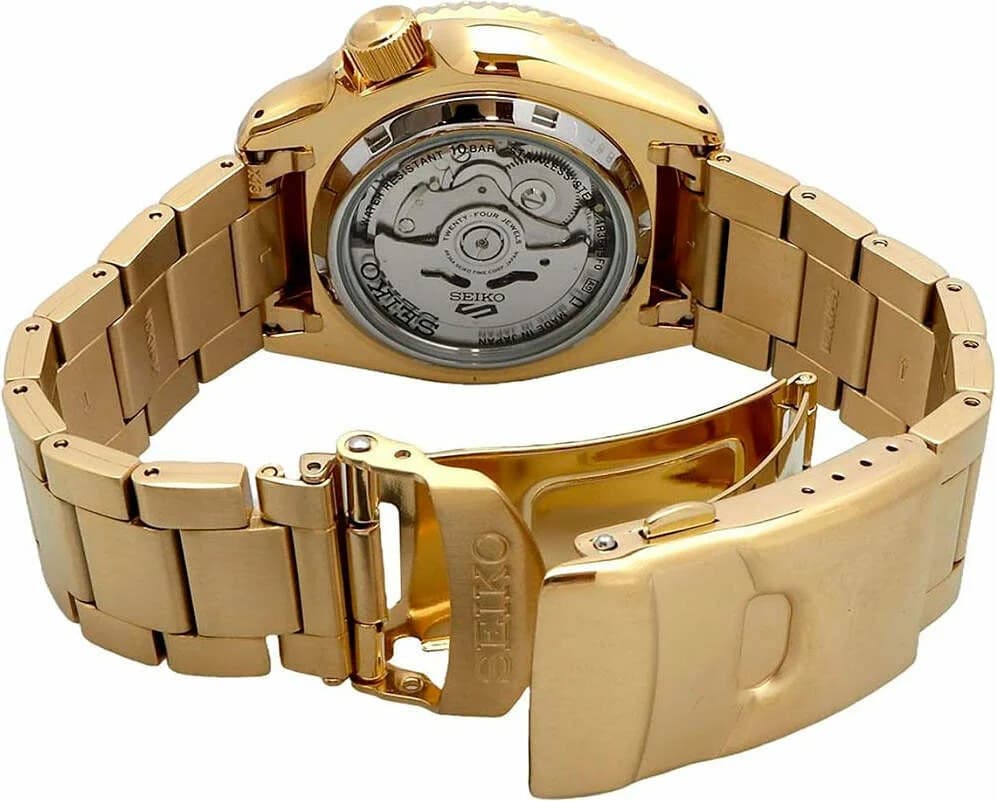 Seiko 5 Sports SRPK20 fond boîtier acier inoxydable or etanche 100m