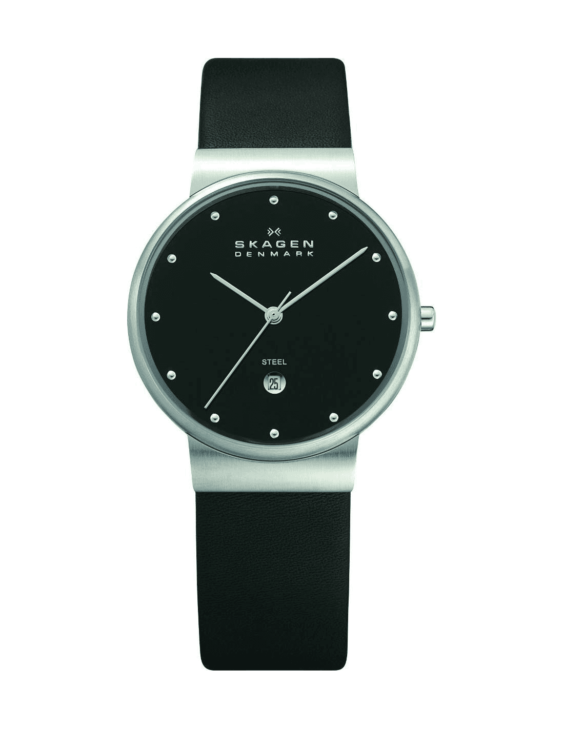 Montre Skagen 355LSLB Bracelet Cuir Noir SlimLine