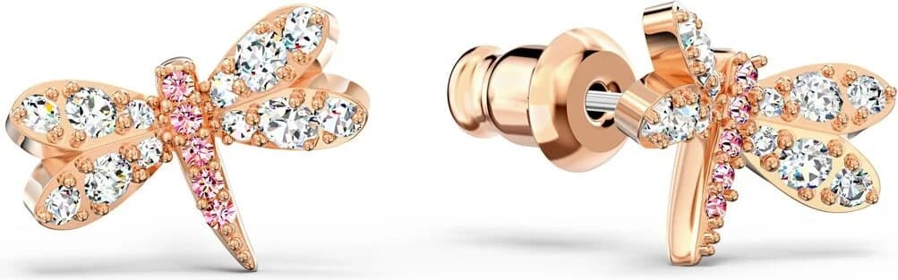 Boucles d’oreilles Swarovski Luna Pierced Libellules dorées rosé & cristaux