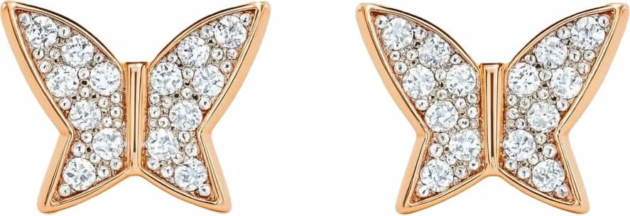 Boucles d’oreilles Swarovski Luna Pierced Papillons doré rosé & cristaux