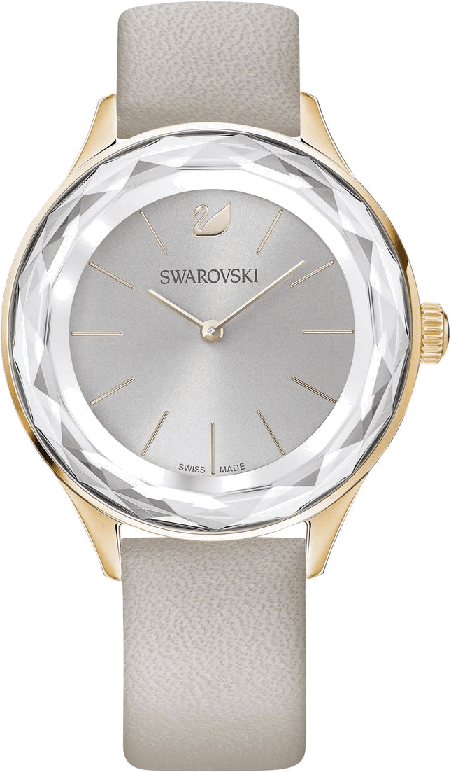 Montre Swarovski 5295326 Octea Lux Lunette Cristal Gris et Cuir