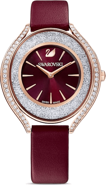 Montre Swarovski 5558637 Acier Rose Gold et Cuir Bordeaux