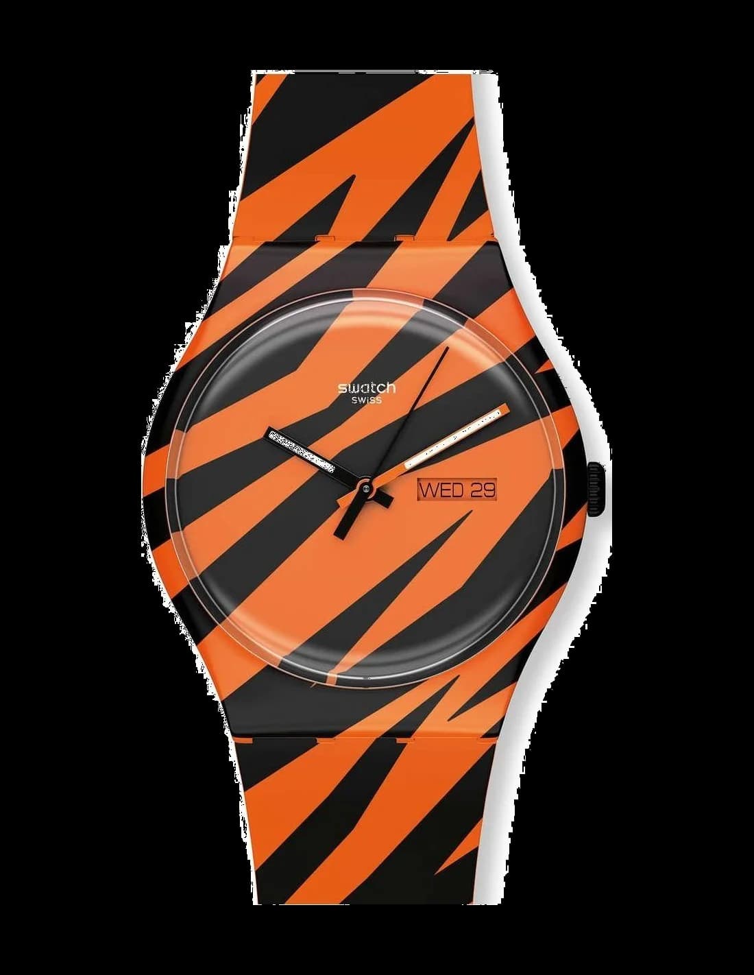 Montre Swatch SUOZ703 avec cadran orange vif et index blancs style sportif décontracté