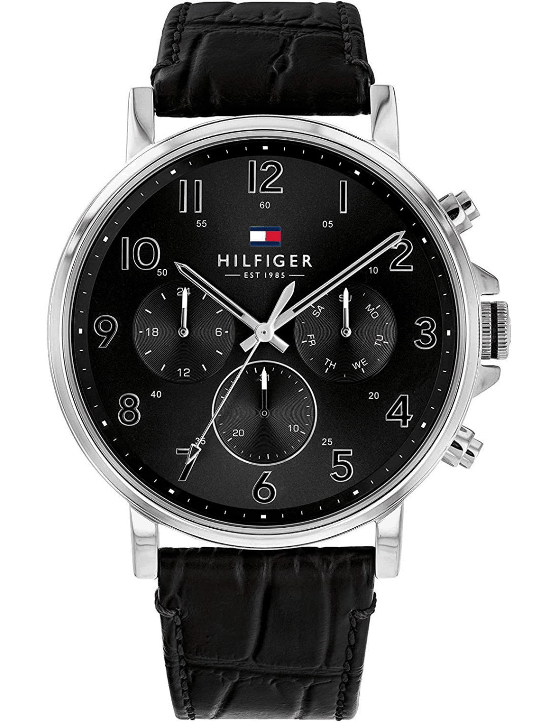 Montre Tommy Hilfiger 1710381 Cadran Noir et Bracelet Cuir Texturé