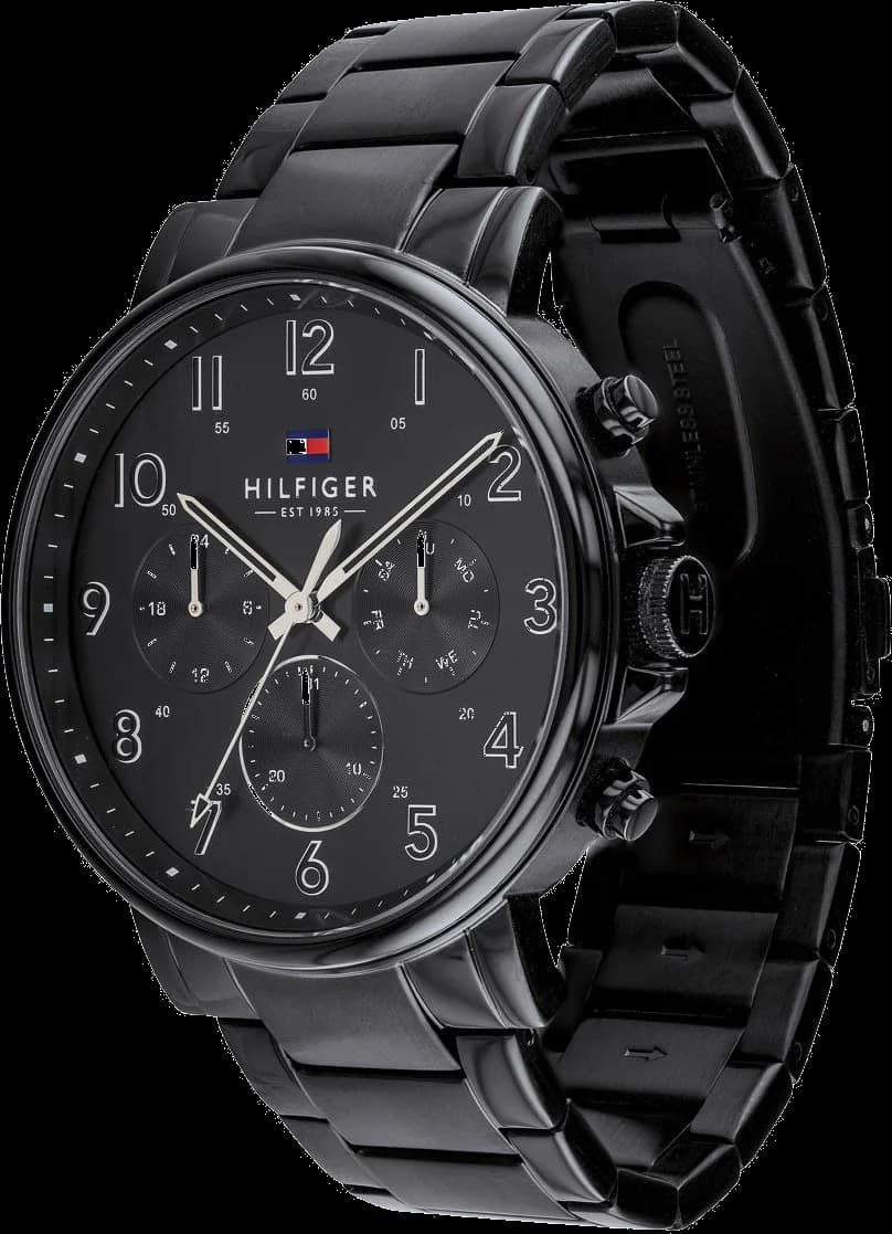 Montre Tommy Hilfiger 1710383 profil bracelet acier noir sport
