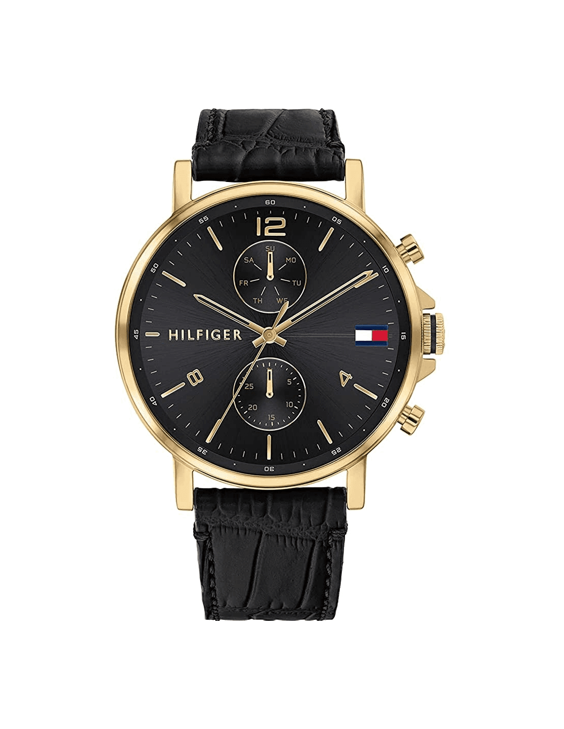 Montre Tommy Hilfiger 1710417 Boîtier Doré et Bracelet Cuir Noir