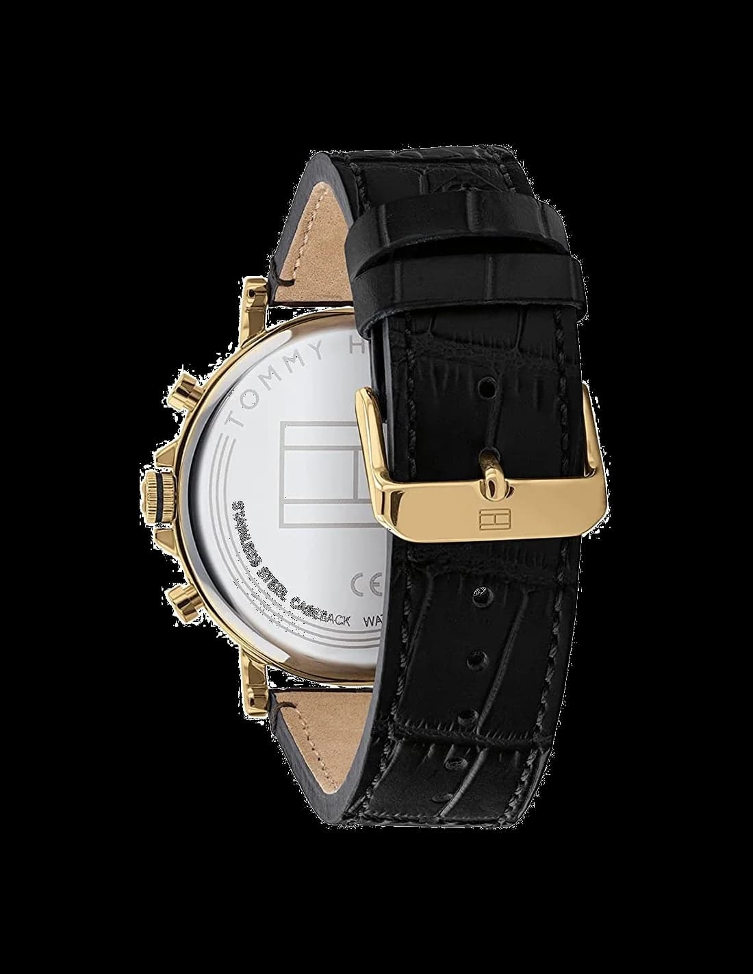 Tommy Hilfiger 1710417 bracelet cuir noir acier inoxydable profil
