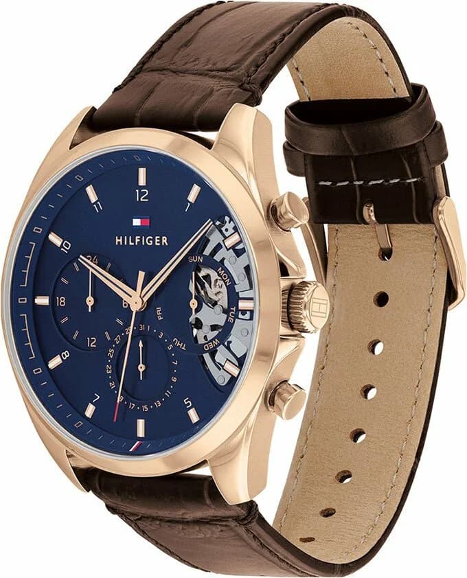 Tommy Hilfiger Baker 1710453 montre homme bracelet cuir marron profil