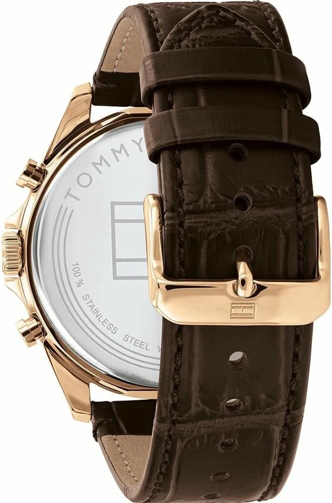 Montre Tommy Hilfiger 1710453 cadran bleu squelette index or rose