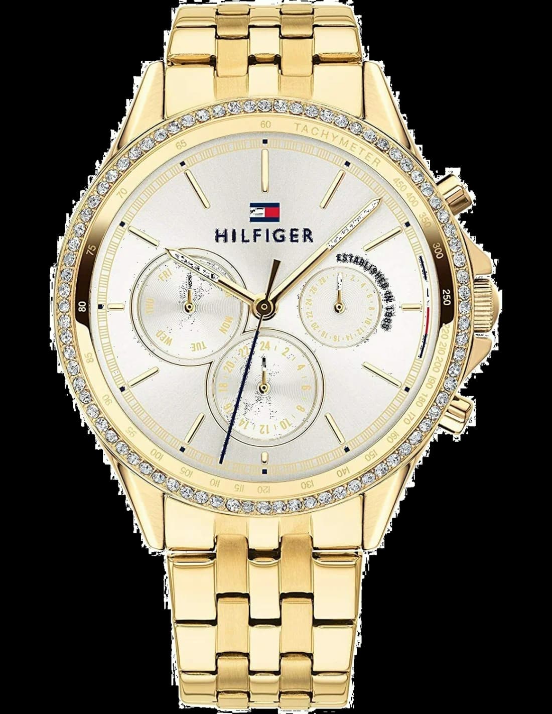 Montre Tommy Hilfiger 1781977 ornée de cristaux en acier or jaune
