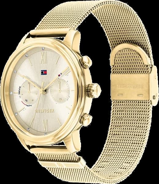 Montre Tommy Hilfiger Blake bracelet acier inoxydable maille doré profil