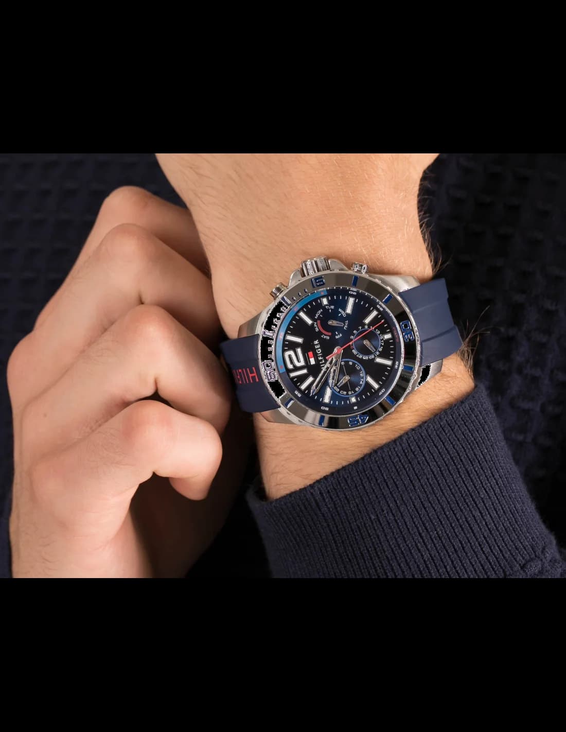 Montre Tommy Hilfiger 1791142 homme détail cadran bleu