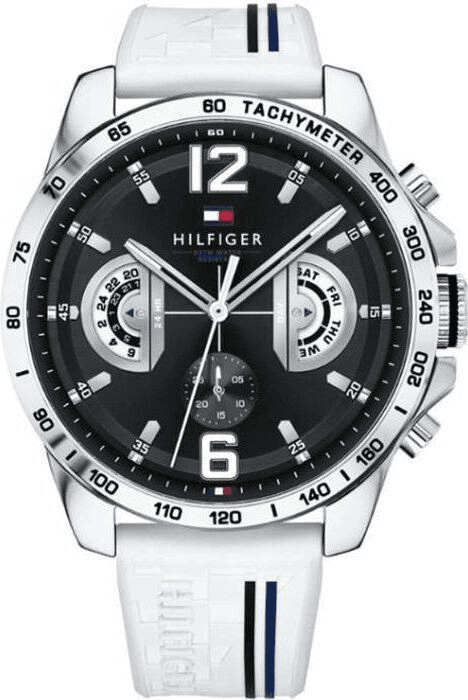 Montre Homme Tommy Hilfiger 1791475 Decker Silicone Blanc et Acier Doré