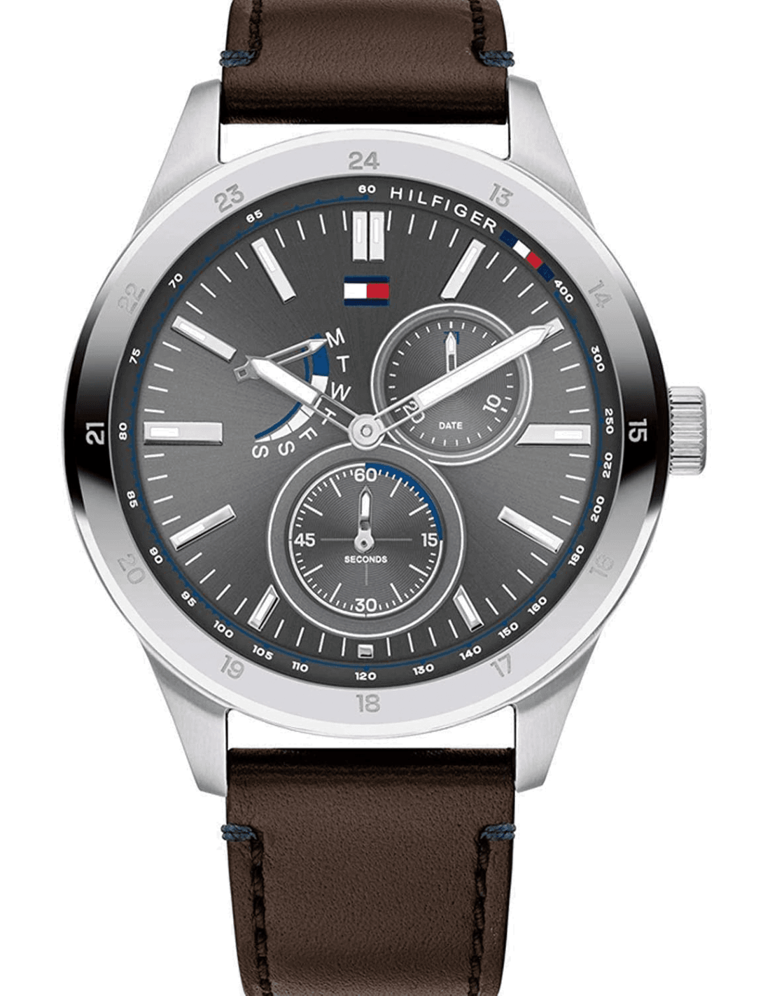 Montre Homme Tommy Hilfiger 1791637 Austin Cadran Bleu et Cuir Marron