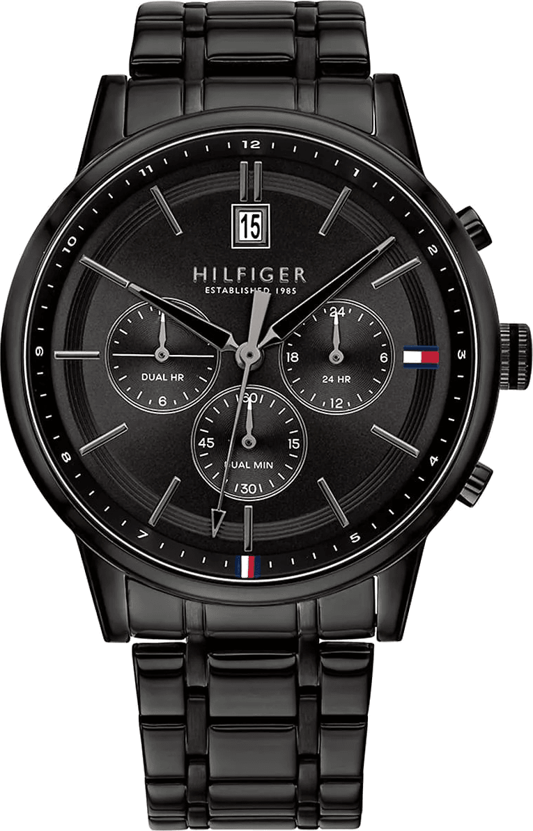 Montre Tommy Hilfiger 1791695 Kyle en métal noir et cadran 44mm