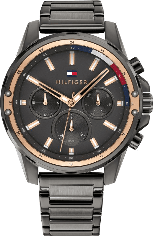 Montre Tommy Hilfiger 1791790 en Acier avec Cadran Gris et Bracelet Noir