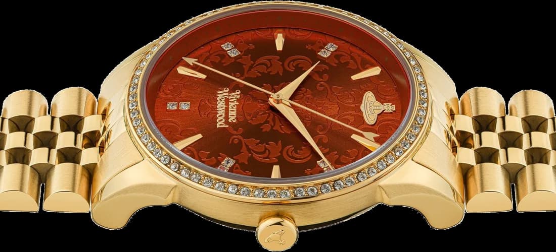 Montre Vivienne Westwood VV208RDGD femme détail cadran rouge