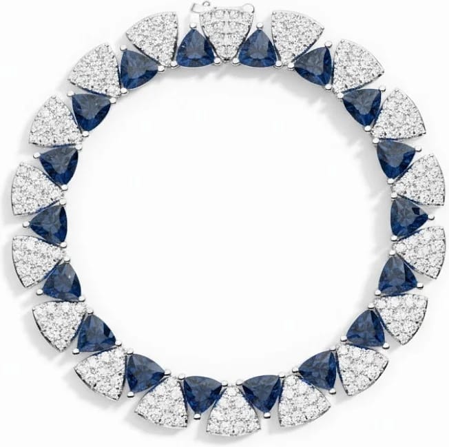 Bracelet APM Monaco Festival argent 925 triangles pierres bleues et zirconiums blancs