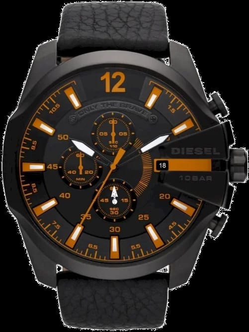 Diesel DZ4291 - cadran noir et bracelet en cuir marron — Montres Outlet