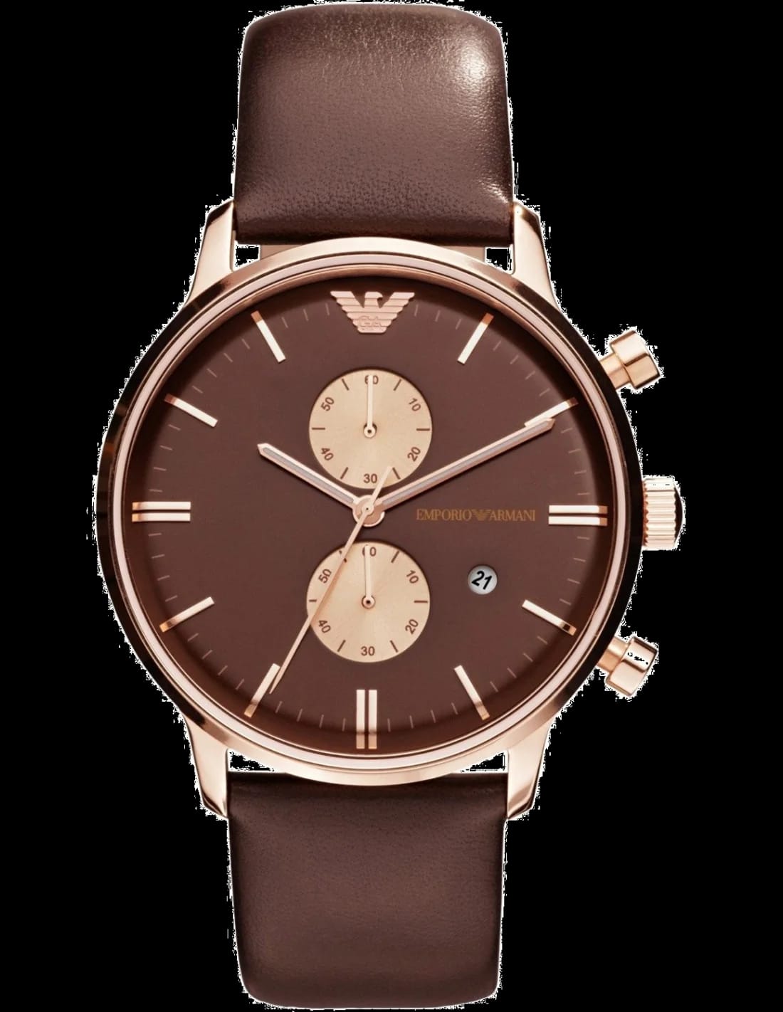 Emporio Armani AR0387 cadran noir et bracelet cuir — Montres Outlet