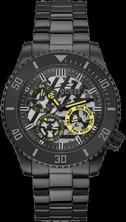 Guess GW0488G3 avec cadran noir et bracelet cuir — Montres Outlet