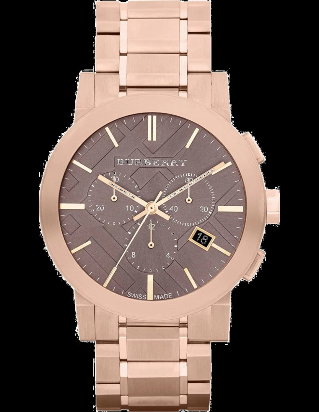 Burberry Montre Homme Burberry BU9353 Chronographe Acier Or Rose et Cadran Marron
