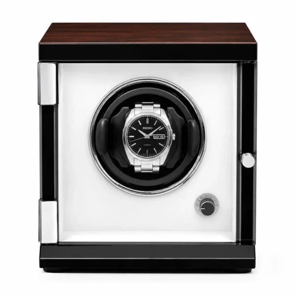 Gasmann Remontoir à Montre Automatique Capri 1 Montre Bois Ébène Intérieur PU Blanc Crème