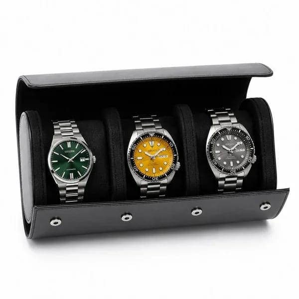 Gasmann Pochette voyage Trieste noir 3 montres : format compact, fermeture rabat