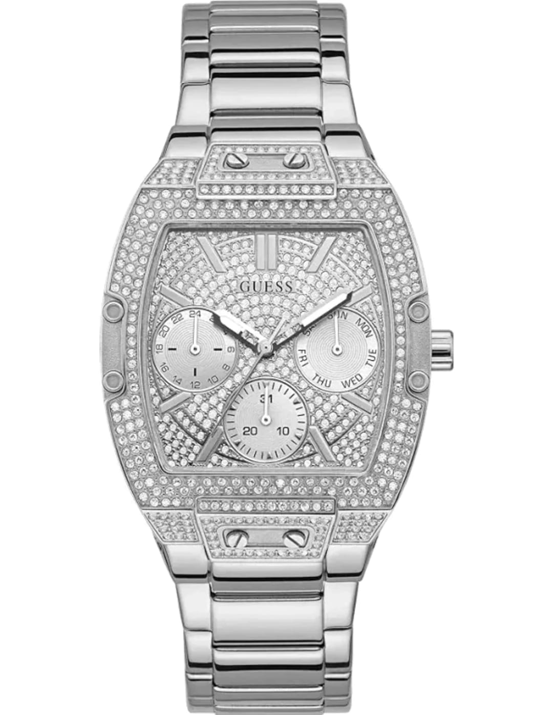 Guess Montre Guess Phoenix GW0104L1 argentée pavée de cristaux