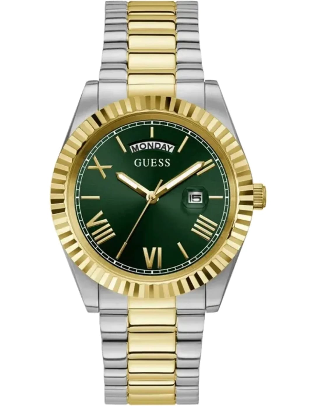 Guess Montre Homme Guess Connoisseur GW0265G8 bracelet acier bicolore cadran vert