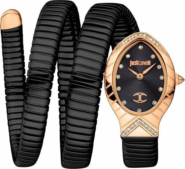 Just Cavalli Montre Just Cavalli JC1L248M0085 Signature Snake Acier Noir et Or Rose