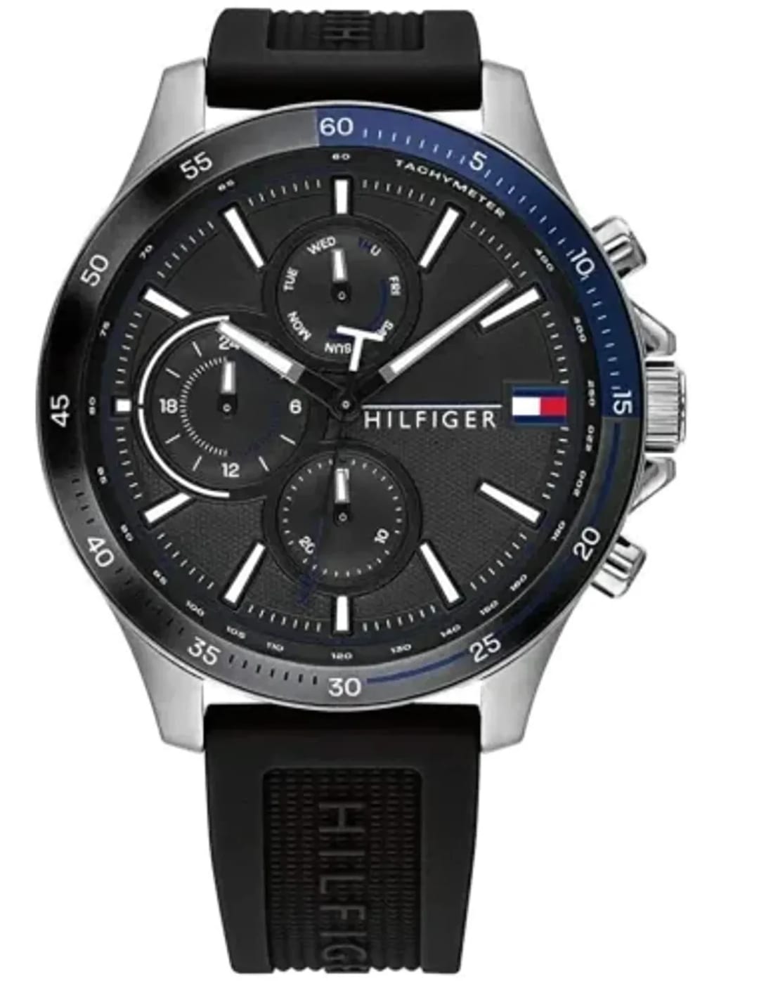 Tommy Hilfiger Montre Homme Tommy Hilfiger 1791724 Chronographe en Acier Noir et Silicone