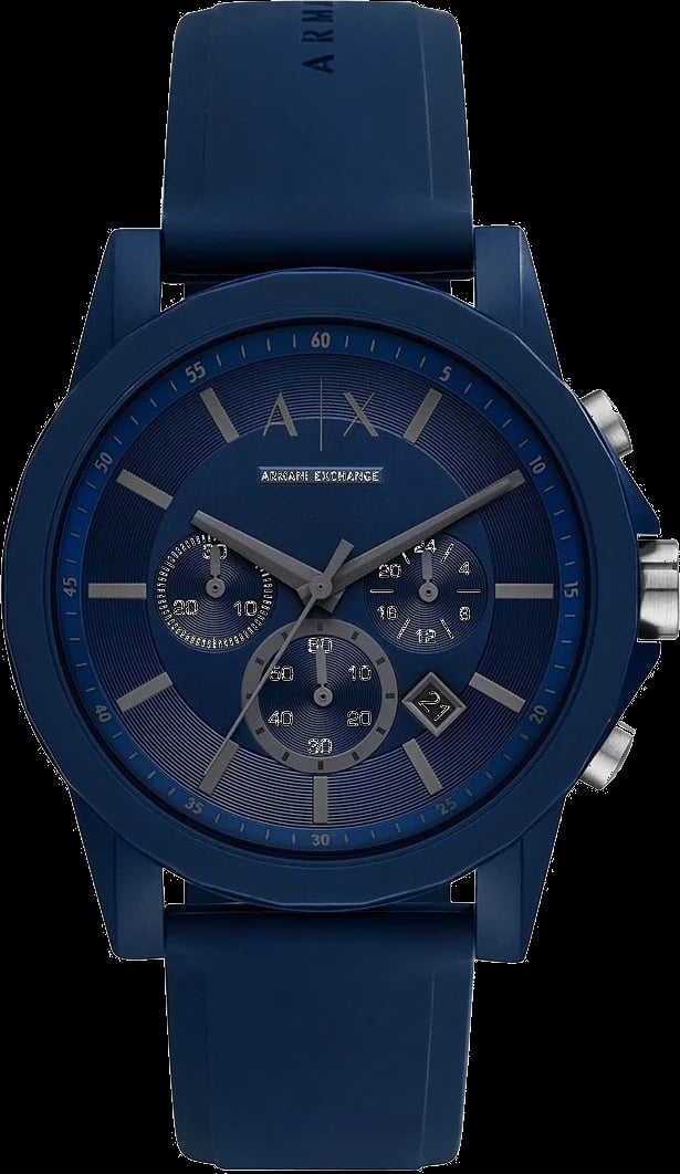 Montre Armani Exchange AX7128 homme cadran bleu bracelet caoutchouc / silicone