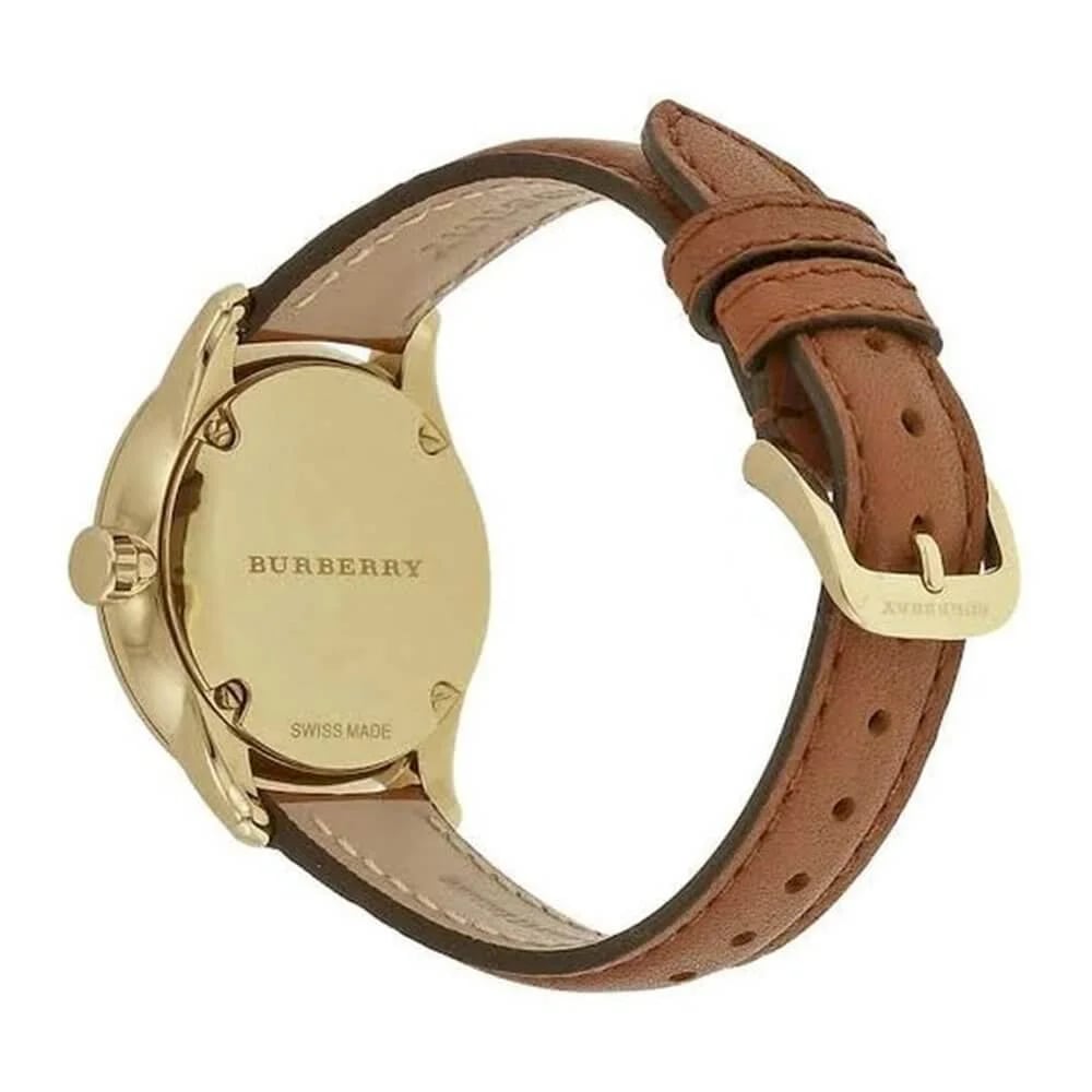 Burberry BU10101 Classic Round Brown Leather and Gold Dial Women's Watch view 2